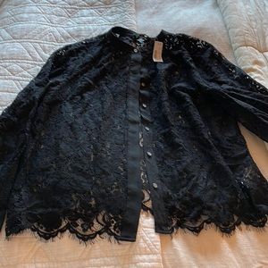 JCrew all over lace bottom front top NWT